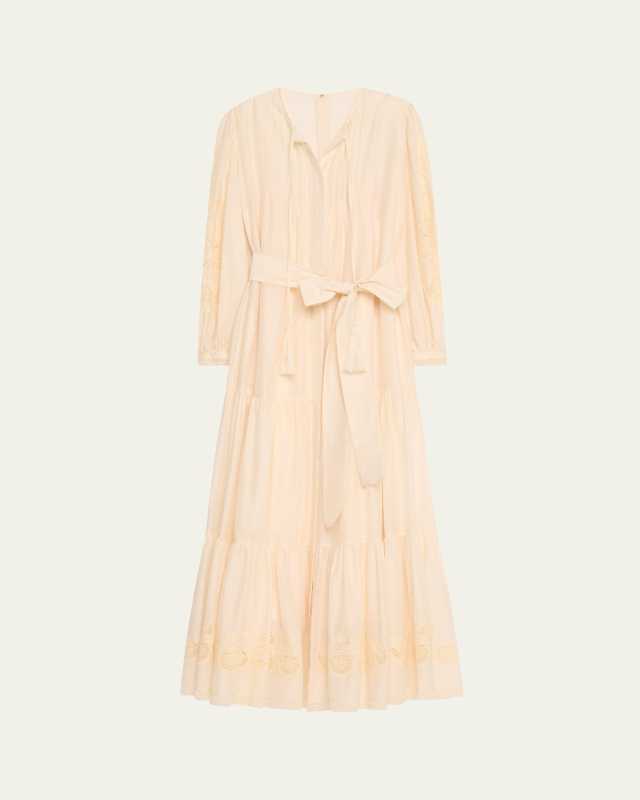 Shanice Tiered Floral-Embroidered Maxi Dress